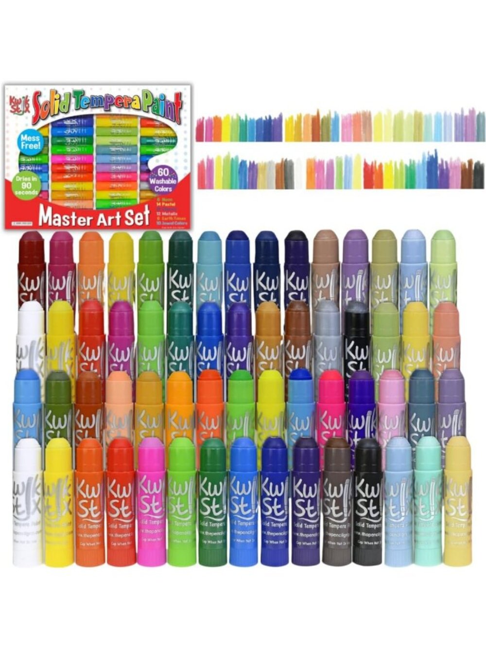 Vibrant Washable Paint Sticks for Kids - 60 Colors, Quick Drying, Non-Toxic